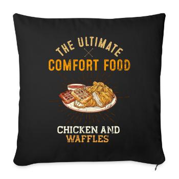 Gaufres au poulet Ultimate Comfort Food Funny Fast F - Housse de coussin décorative 45 x 45 cm - noir - Devant