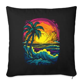 Plage, Lever du soleil, Coucher de soleil Palmiers de mer - Housse de coussin décorative 45 x 45 cm - noir - Devant