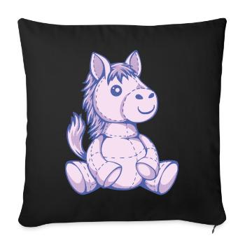 Cheval animal en peluche mignon - Housse de coussin décorative 45 x 45 cm - noir - Devant