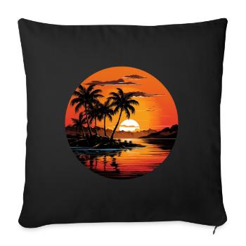 Coucher de soleil tropical - Housse de coussin décorative 45 x 45 cm - noir - Devant