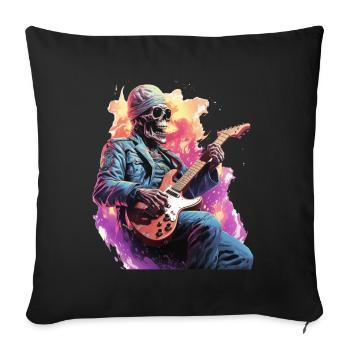 Skeleton Playing Electric Guitar - Sofa pillowcase 17,3'' x 17,3'' (45 x 45 cm) - black - Front