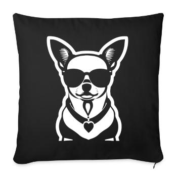 Lustiger Chihuahua mit Sonnenbrille Chihuahuas - Sofakissenbezug 45 x 45 cm - Schwarz - Vorne