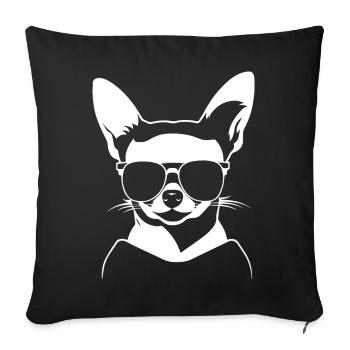 Funny Chihuahua wearing Sunglasses Chihuahuas - Sofa pillowcase 17,3'' x 17,3'' (45 x 45 cm) - black - Front
