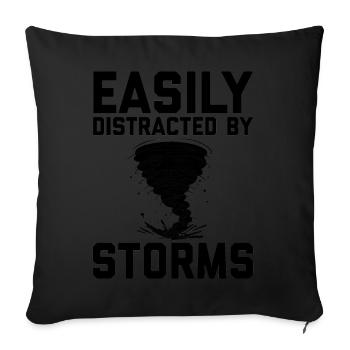 Sturmjäger Sprüche | Gewitter Meteorologe Geschenk - Sofakissenbezug 45 x 45 cm - Schwarz - Vorne