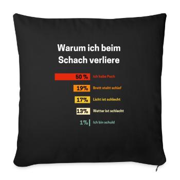 Warum ich beim Schach verliere Schach Spruch - Sofakissenbezug 45 x 45 cm - Schwarz - Vorne
