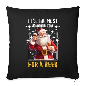Noël Bière Boire de l’alcool Père Noël - Housse de coussin décorative 45 x 45 cm - noir - Devant