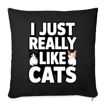 Chat Chats Amoureux Chat Propriétaire Chaton - Housse de coussin décorative 45 x 45 cm - noir - Devant