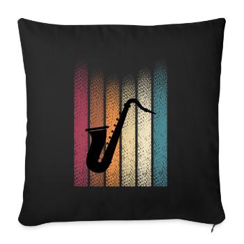 Vintage Retro Saxophonist Saxophon - Sofakissenbezug 45 x 45 cm - Schwarz - Vorne