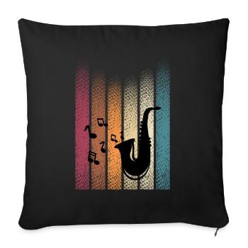 Vintage Retro Saxophonist Saxophon - Sofakissenbezug 45 x 45 cm - Schwarz - Vorne