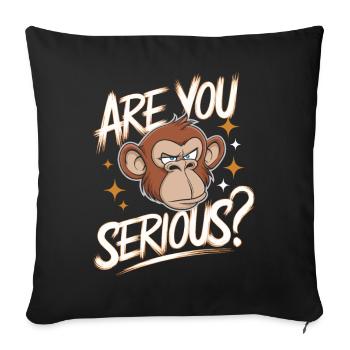 Singe Singe Animal Gorille Chimpanzé - Housse de coussin décorative 45 x 45 cm - noir - Devant
