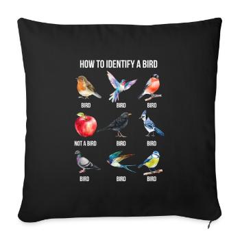 Funny Bird Nerd Design Comment identifier un oiseau - Housse de coussin décorative 45 x 45 cm - noir - Devant