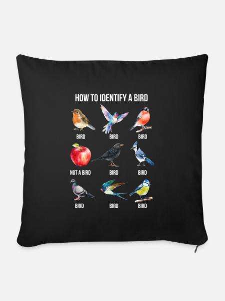 Funny Bird Nerd Design Comment identifier un oiseau - Housse de coussin décorative 45 x 45 cm - noir