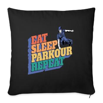 Parkour Manger Dormir Parkour Répéter - Housse de coussin décorative 45 x 45 cm - noir - Devant