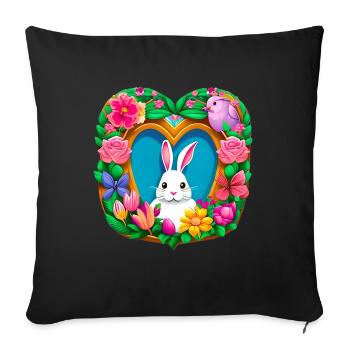 Easter Heart White Colorful Flowers - Sofa pillowcase 17,3'' x 17,3'' (45 x 45 cm) - black - Front
