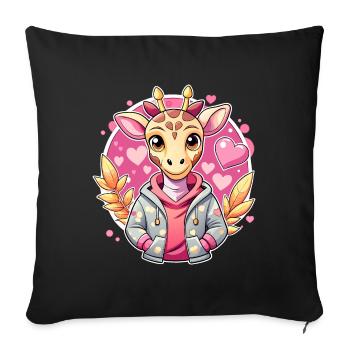 Parade de girafe : girafe cool - Housse de coussin décorative 45 x 45 cm - noir - Devant