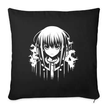 Anime Girl Design - Sofa pillowcase 17,3'' x 17,3'' (45 x 45 cm) - black - Front
