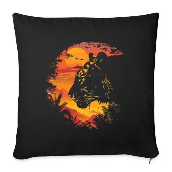 Jungle de tigres sauvages - Housse de coussin décorative 45 x 45 cm - noir - Devant