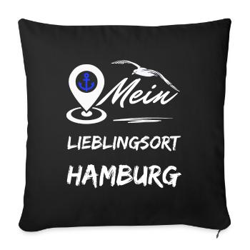 Hambourg mon endroit préféré-la ville hanséatique de Hambourg-Möwe - Housse de coussin décorative 45 x 45 cm - noir - Devant