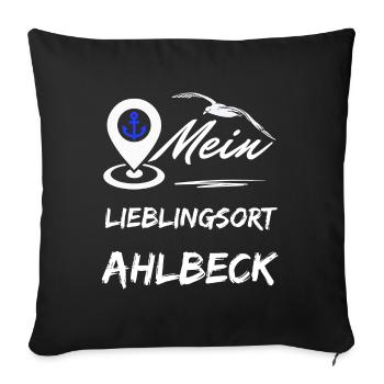Ahlbeck my favorite place-Baltic Sea resort Ahlbeck-Möwe - Sofa pillowcase 17,3'' x 17,3'' (45 x 45 cm) - black - Front