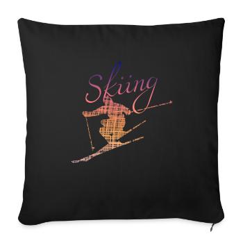 Skiing Ski - Sofakissenbezug 45 x 45 cm - Schwarz - Vorne