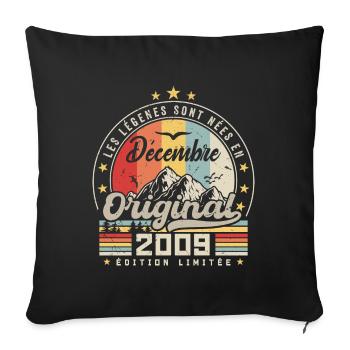 Cadeau D'anniversaire Nées En Décembre 2009 - Housse de coussin décorative 45 x 45 cm - noir - Devant