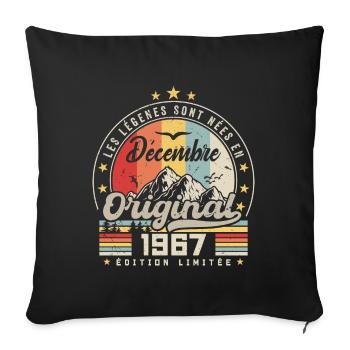 Cadeau D'anniversaire Nées En Décembre 1967 - Housse de coussin décorative 45 x 45 cm - noir - Devant