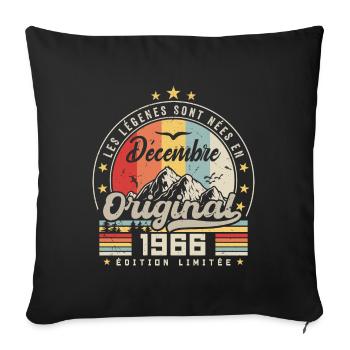 Cadeau D'anniversaire Nées En Décembre 1966 - Housse de coussin décorative 45 x 45 cm - noir - Devant