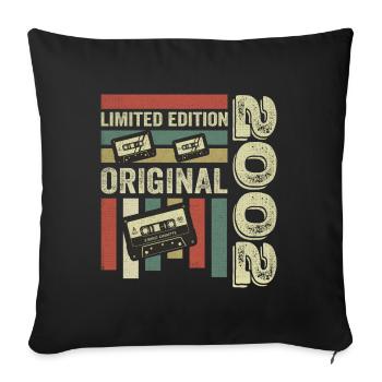Millésime 2002 - citation d’anniversaire rétro 2002 - Housse de coussin décorative 45 x 45 cm - noir - Devant