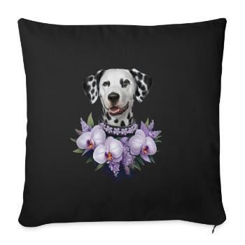 Süßer Dalmatiner mit Orchideen - Sofakissenbezug 45 x 45 cm - Schwarz - Vorne