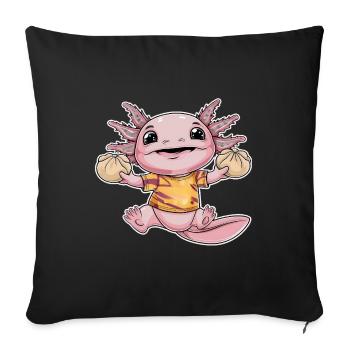 Kawaii Axolotl mit Decke und - Sofakissenbezug 45 x 45 cm - Schwarz - Vorne