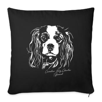 CAVALIER KING CHARLES SPANIEL Portrait de Wilsigns - Housse de coussin décorative 45 x 45 cm - noir - Devant