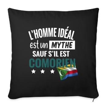 L'homme idéal comorien. Comorien humour cadeau - Housse de coussin décorative 45 x 45 cm - noir - Devant