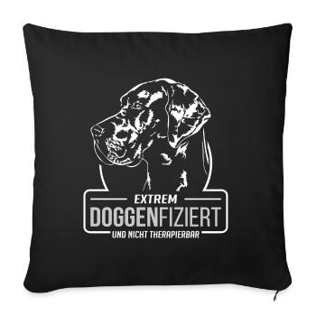 DOGGENFIZIERT Deutsche Dogge Hundespruch Wilsigns - Sofakissenbezug 45 x 45 cm - Schwarz - Vorne