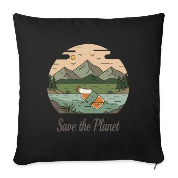 Sauvez la planète - Housse de coussin décorative 45 x 45 cm - noir - Devant