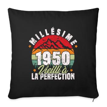 Millésime 1950, Cadeau D'anniversaire Vintage 1950 - Housse de coussin décorative 45 x 45 cm - noir - Devant