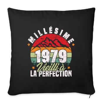 Millésime 1979, Cadeau D'anniversaire Vintage 1979 - Housse de coussin décorative 45 x 45 cm - noir - Devant