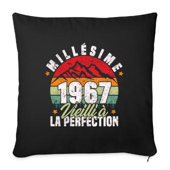 Millésime 1967, Cadeau D'anniversaire Vintage 1967 - Housse de coussin décorative 45 x 45 cm - noir - Devant