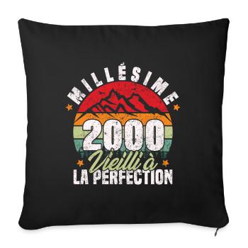 Millésime 2000, Cadeau D'anniversaire Vintage 2000 - Housse de coussin décorative 45 x 45 cm - noir - Devant
