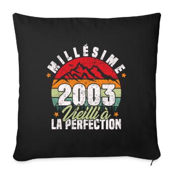 Millésime 2003, Cadeau D'anniversaire Vintage 2003 - Housse de coussin décorative 45 x 45 cm - noir - Devant