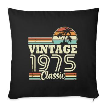 Vintage 1975 Classic, Cadeau D'anniversaire 48 Ans - Housse de coussin décorative 45 x 45 cm - noir - Devant