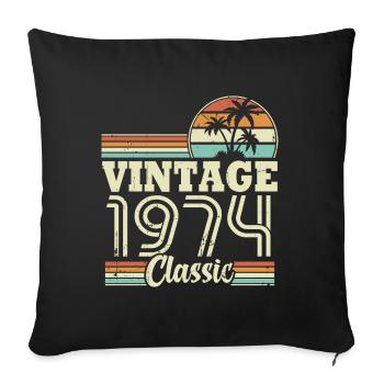 Vintage 1974 Classic, Cadeau D'anniversaire 49 Ans - Housse de coussin décorative 45 x 45 cm - noir - Devant
