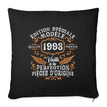 Rétro Cadeau Anniversaire 30 Ans Homme Femme 1993 - Housse de coussin décorative 45 x 45 cm - noir - Devant