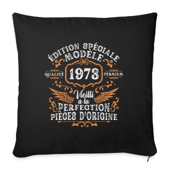 Rétro Cadeau Anniversaire 50 Ans Homme Femme 1973 - Housse de coussin décorative 45 x 45 cm - noir - Devant
