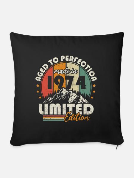 Vintage 1974 Vintage Retro Geburtstagsgeschenk - Sofakissenbezug 45 x 45 cm - Schwarz