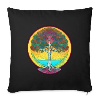 Germanic and Viking World Tree Yggdrasil - Sofa pillowcase 17,3'' x 17,3'' (45 x 45 cm) - black - Front