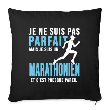marathon pas parfait marathonien humour running - Housse de coussin décorative 45 x 45 cm - noir - Devant