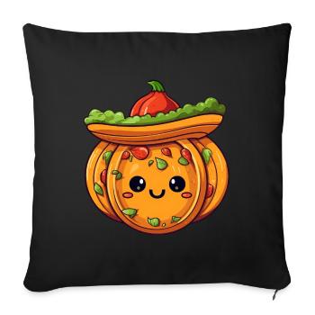 Kawaii Pumpkin Meets Taco & Tomato - Sofa pillowcase 17,3'' x 17,3'' (45 x 45 cm) - black - Front