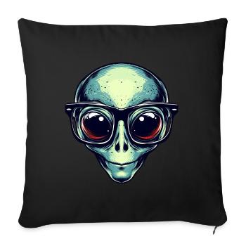 Nerdy alien with glasses - Sofa pillowcase 17,3'' x 17,3'' (45 x 45 cm) - black - Front