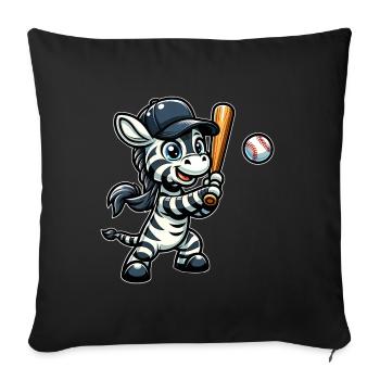 Joueur de baseball zèbre - rayures, vitesse - Housse de coussin décorative 45 x 45 cm - noir - Devant