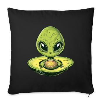 Cool Alien Avocado with Sunglasses & UFO Design - Sofa pillowcase 17,3'' x 17,3'' (45 x 45 cm) - black - Front